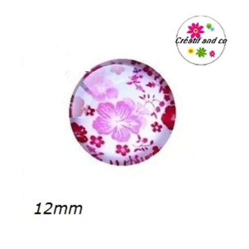 X2 cabochons fleuris 12mm
