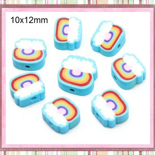 X10 perles nuages fimo 12mm