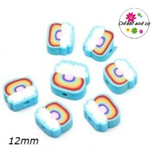 X10 perles nuages fimo 12mm