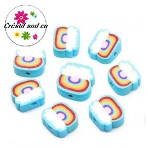 X10 perles nuages fimo 12mm