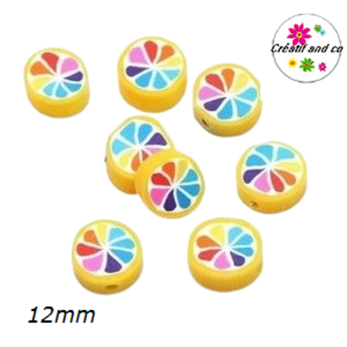 X10 perles fruits fimo 12mm