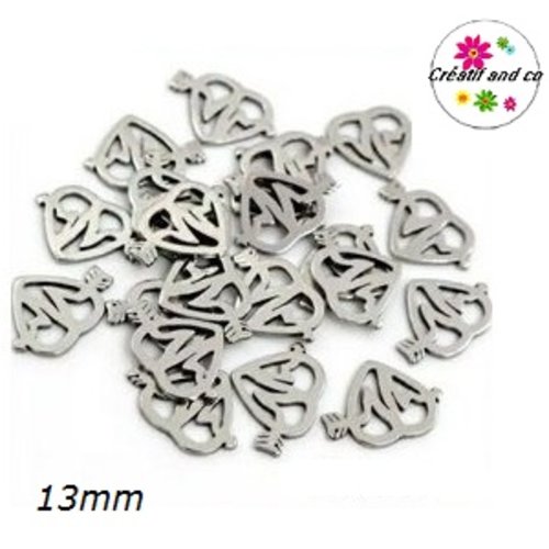 Petit pendentif coeur acier inoxydable 13mm