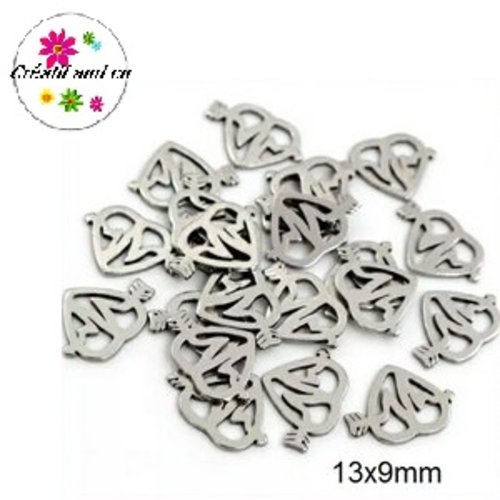 Petit pendentif coeur acier inoxydable 13mm