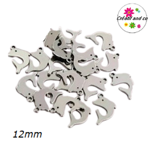 Petit pendentif dauphin acier inoxydable 12mm
