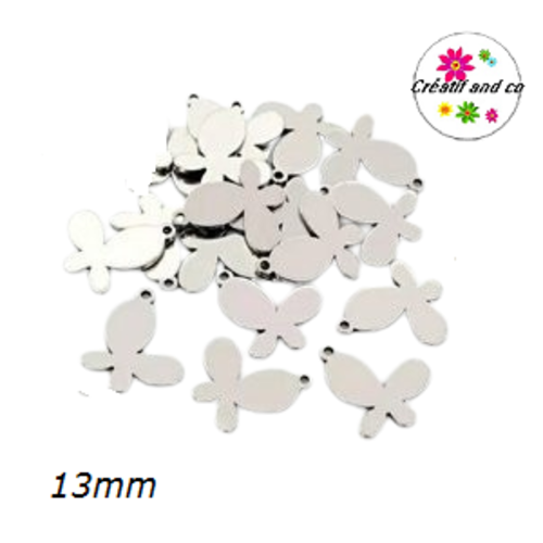 Petit pendentif papillon acier inoxydable 13mm