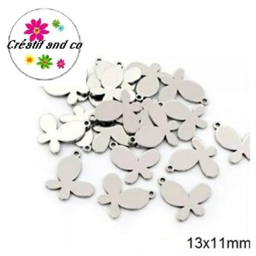 Petit pendentif papillon acier inoxydable 13mm