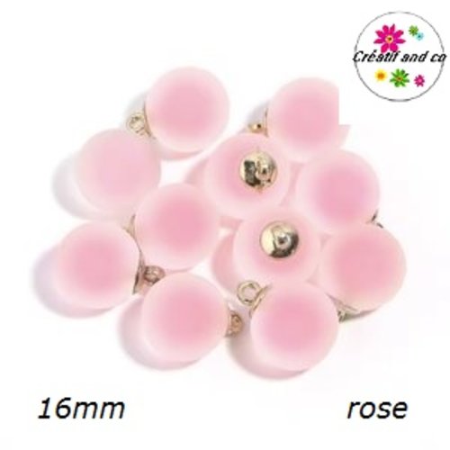 Pendentif boule acrylique givrée rose 16mm