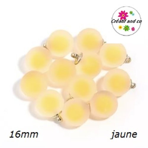 Pendentif boule acrylique givrée jaune 16mm