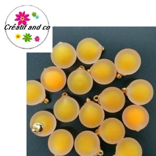 Pendentif boule acrylique givrée jaune 16mm