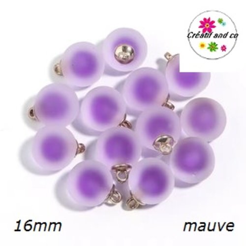 Pendentif boule acrylique givrée mauve 16mm