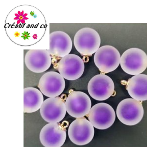 Pendentif boule acrylique givrée mauve 16mm
