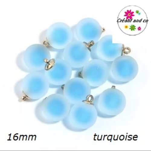 Pendentif boule acrylique givrée turquoise 16mm