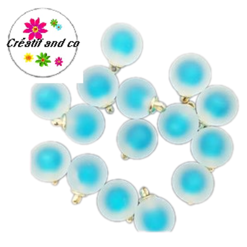 Pendentif boule acrylique givrée turquoise 16mm