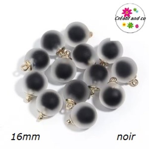 Pendentif boule acrylique givrée noire 16mm