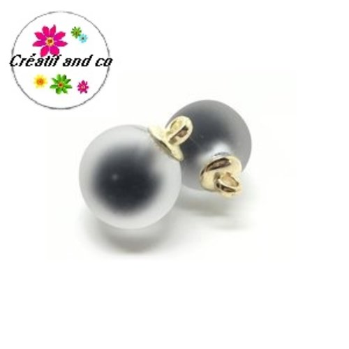 Pendentif boule acrylique givrée noire 16mm