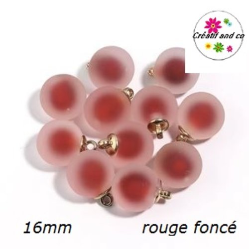 Pendentif boule acrylique givrée rouge/bordeaux 16mm