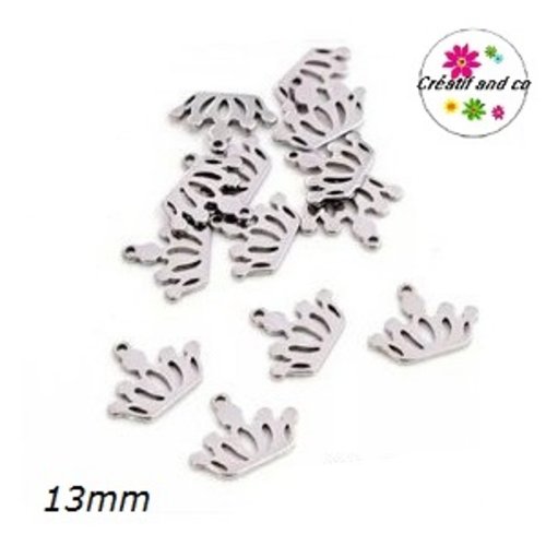 Petit pendentif couronne acier inoxydable 13mm