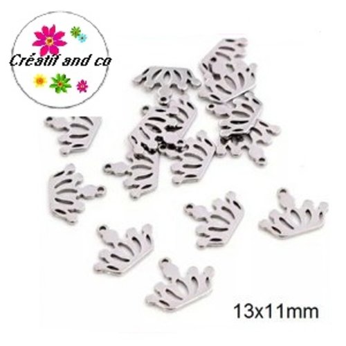 Petit pendentif couronne acier inoxydable 13mm