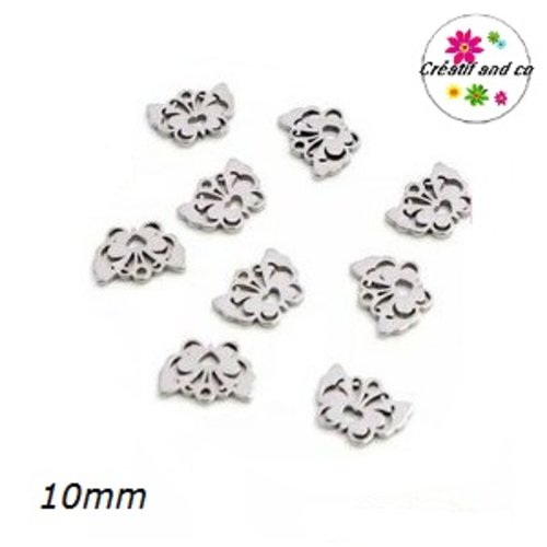 Petit pendentif papillon acier inoxydable 10mm