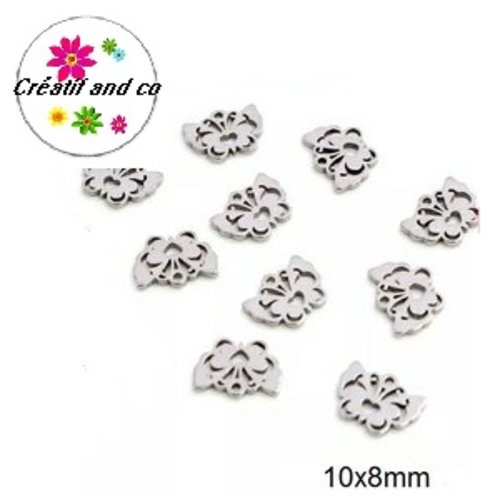 Petit pendentif papillon acier inoxydable 10mm