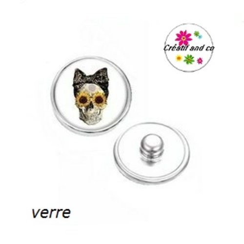 Bouton pression tête de mort yeux tournesol
