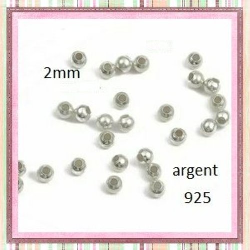 X10 perles rondes d'espacement 2mm argent 925