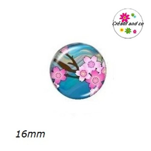 X2 cabochons fleuris 16mm