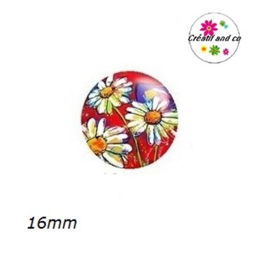 X2 cabochons fleuris 16mm