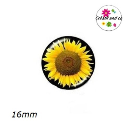 X2 cabochons tournesol 16mm