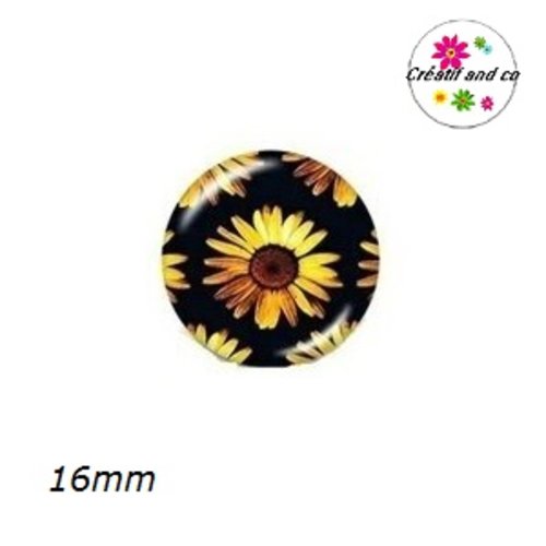 X2 cabochons tournesol 16mm