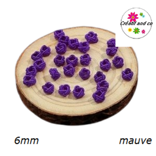 X2 noeuds d'espacement tressé corde mauve 6mm