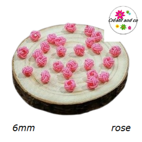 X2 noeuds d'espacement tressé corde rose 6mm