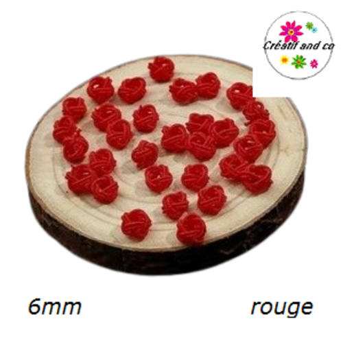 X2 noeuds d'espacement tressé corde rouge 6mm