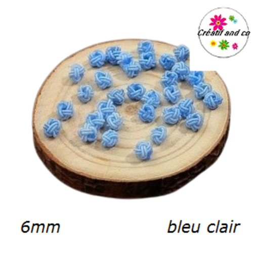 X2 noeuds d'espacement tressé corde bleu clair  6mm