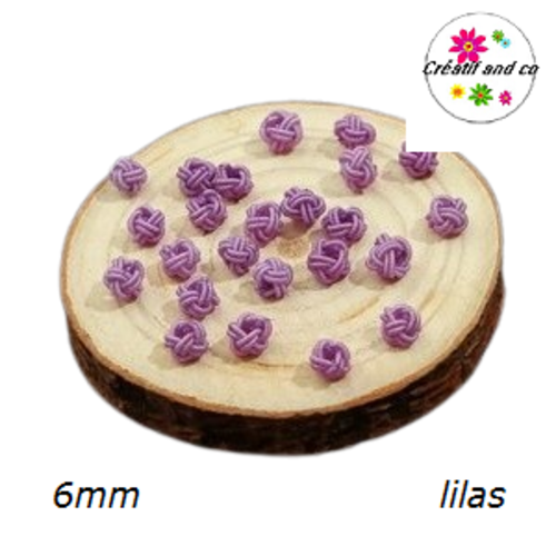X2 noeuds d'espacement tressé corde lilas  6mm