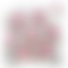 X2 cabochons plats fond blanc coeur rose résine 12mm