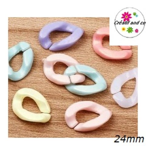 X11 anneaux mailles ouverts torsadés acrylique  pastel 24mm