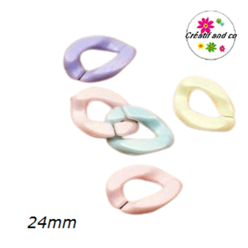 X11 anneaux mailles ouverts torsadés acryliques pastels 24mm