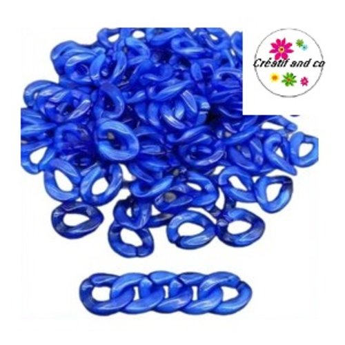 X5 anneaux mailles ouverts torsadés acrylique 14mm