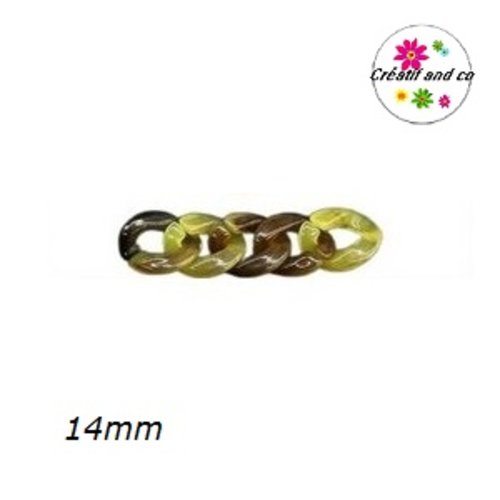 X5 anneaux mailles ouverts torsadés acryliques 14mm