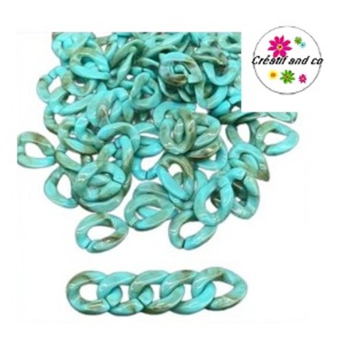 X5 anneaux mailles ouverts torsadés acrylique 14mm