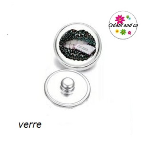 Bouton pression kiss noir strassé