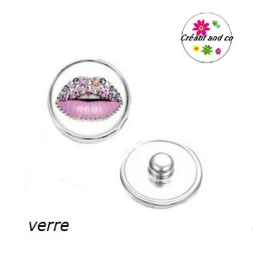 Bouton pression kiss rose strassé
