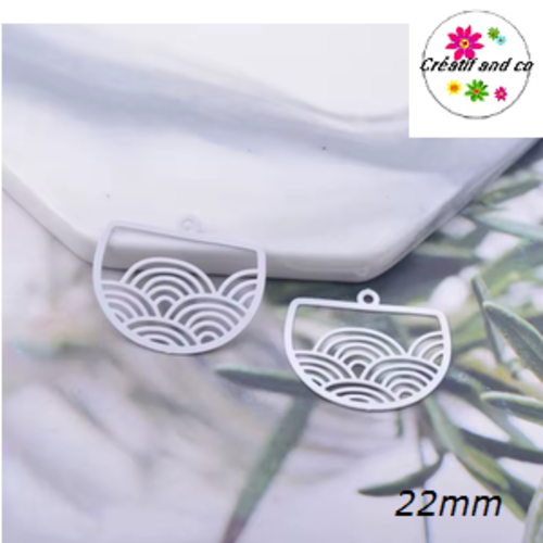 Breloque estampe nuage blanc 22mm