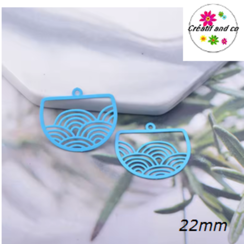 Breloque estampe nuage turquoise 22mm