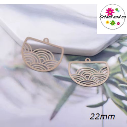 Breloque estampe nuage beige 22mm