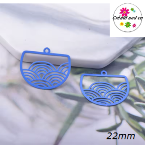 Breloque estampe nuage bleu roi 22mm