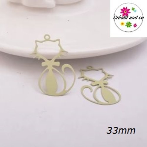 Breloque estampe grand chat moutarde 33mm