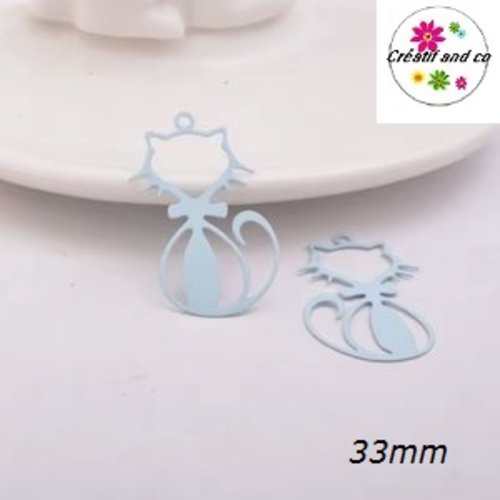 Breloque estampe grand chat gris clair 33mm