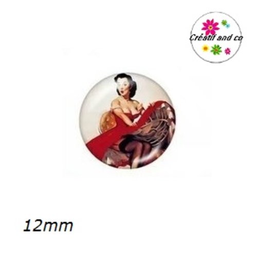 X2 cabochons pin up 12mm